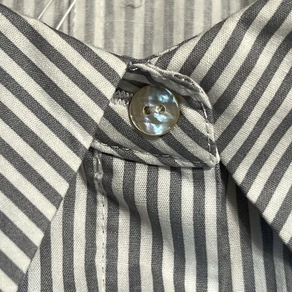 Jane and Delancey Stripe Button Up Shirt Womens1X Gray White Blouse 100% Cotton - Picture 15 of 17